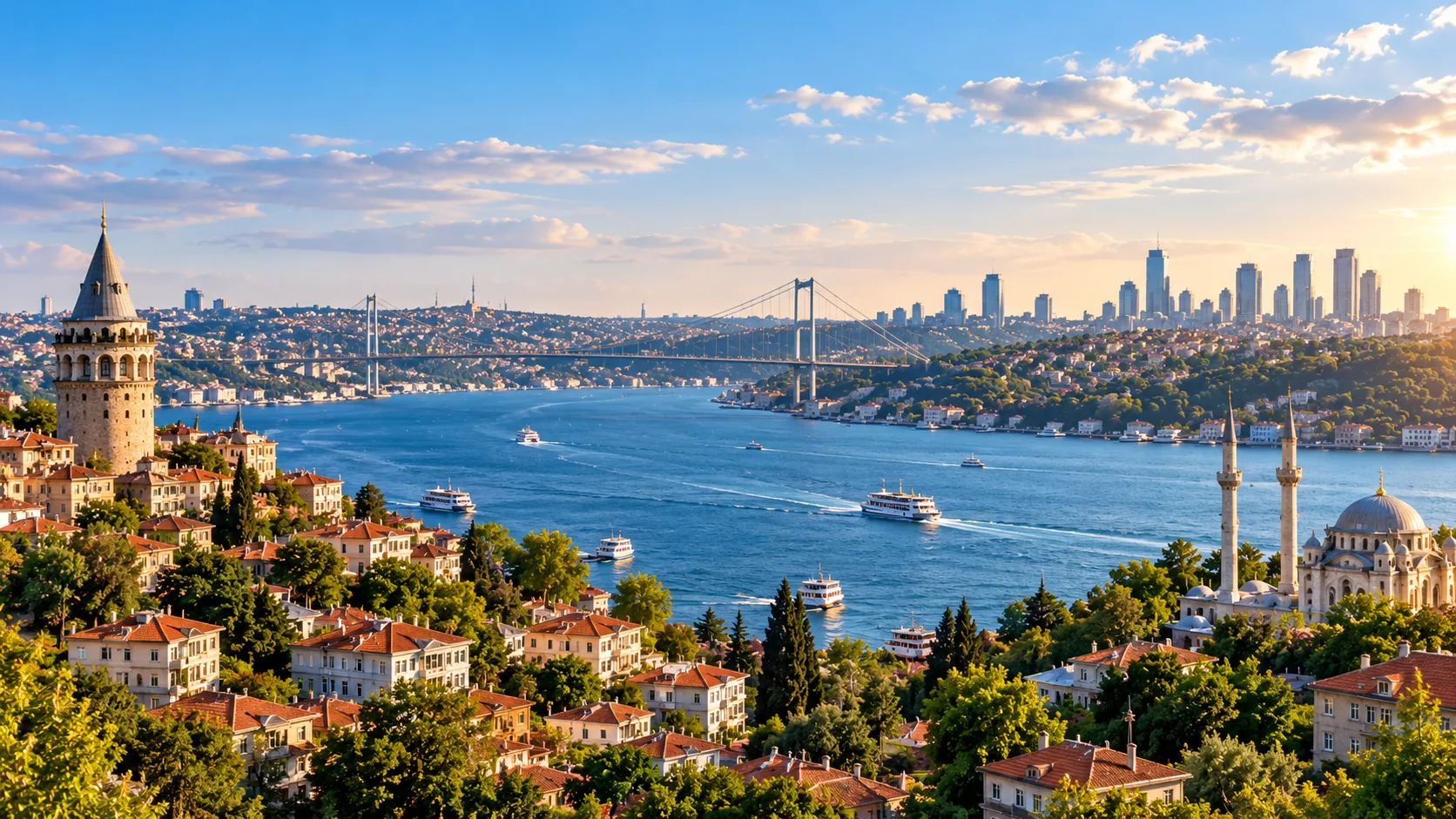 Istanbul European and Asian side residential areas